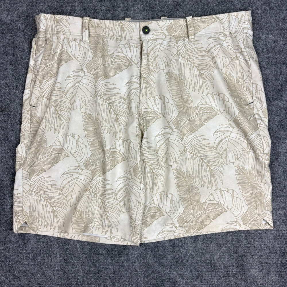 Tommy Bahama Boracay Shorts Mens 38 Beige Tropical Palm Leaf Print 9 Inch Inseam